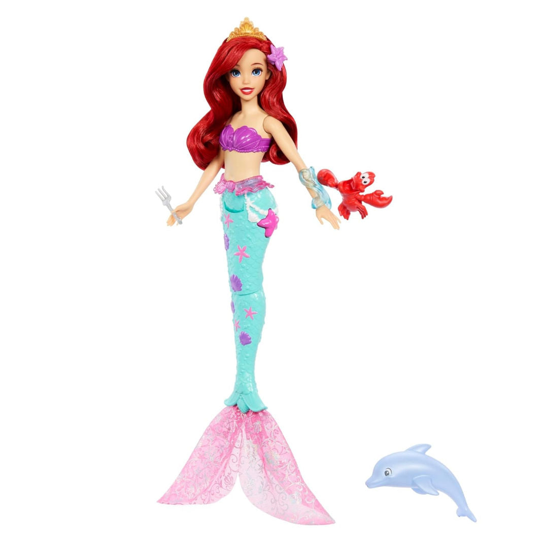 Disney Princess The Little Mermaid Ocean Friends Ariel Swimming Mermaid Doll With Squirt Toy, For Age 3+ Years