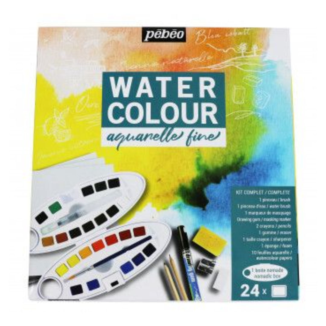 Pebeo Watercolour Oval Pan Kit, 24 Colors, 300208