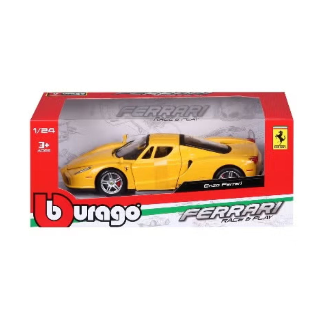 Bburago Ferrari Race & Play, Ferrari Enzo, Die-Cast Car, Yellow, 1:24