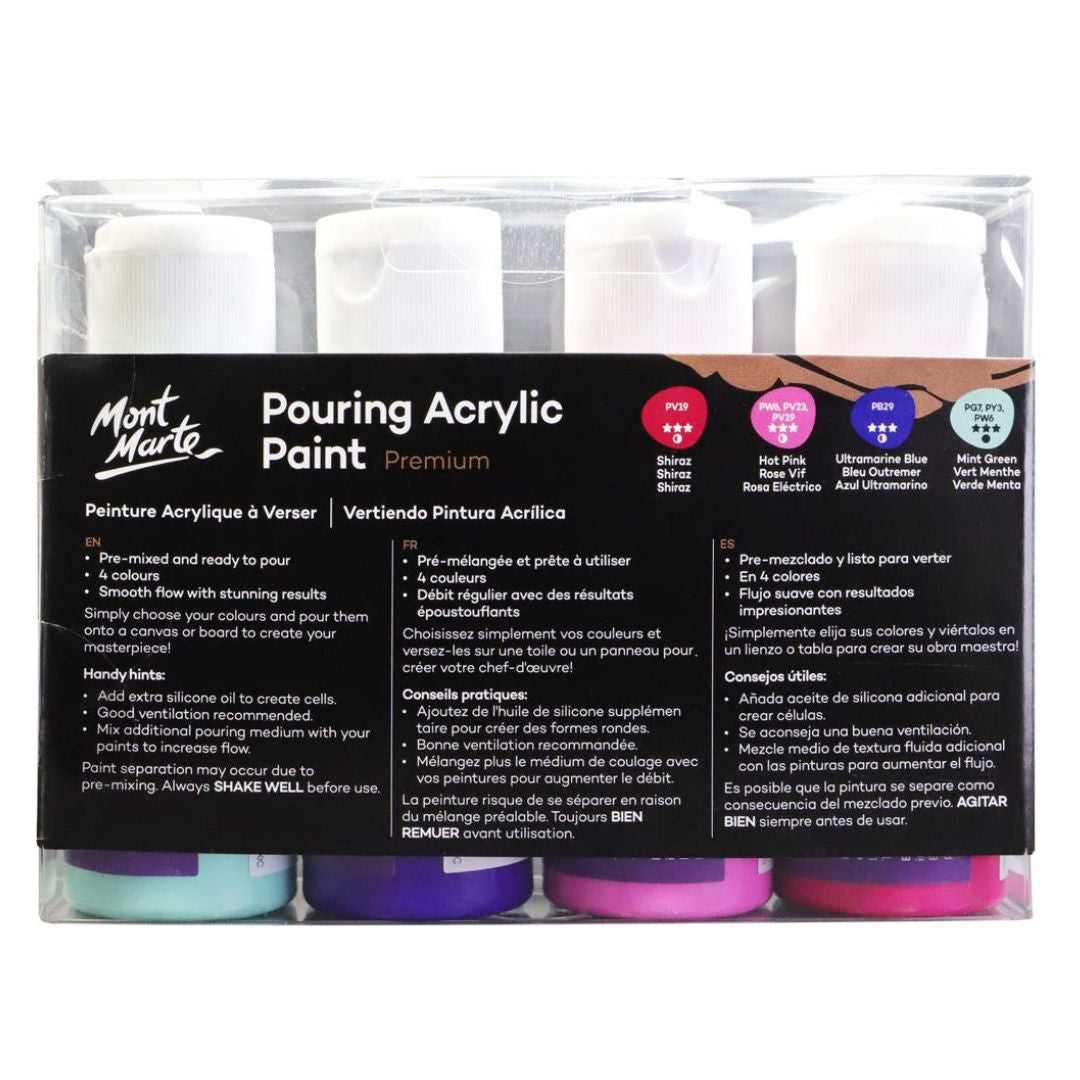 Mont Marte Pouring Acrylic Paint Premium Set, 4x60ml