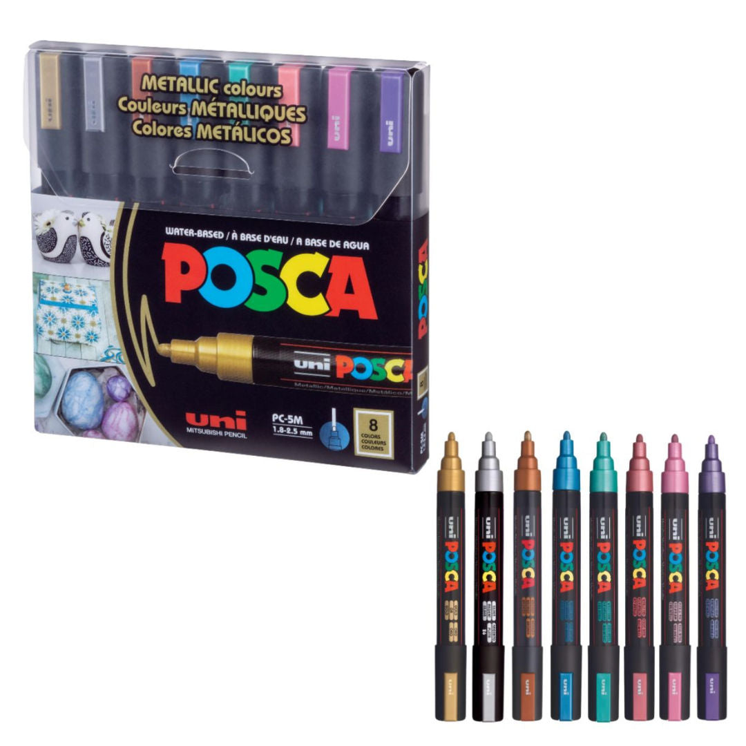 Uni-ball Posca Bullet Metallic Markers, 1.8–2.5mm, 8 pieces