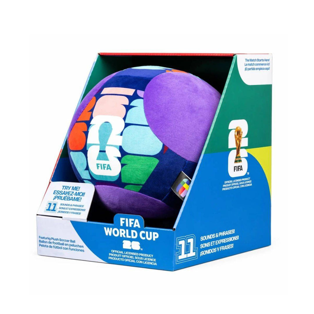 FIFA World Cup 2026 Plush Soccer Ball with Sounds, 22.86cm, Purple, For Age 3+ Years
