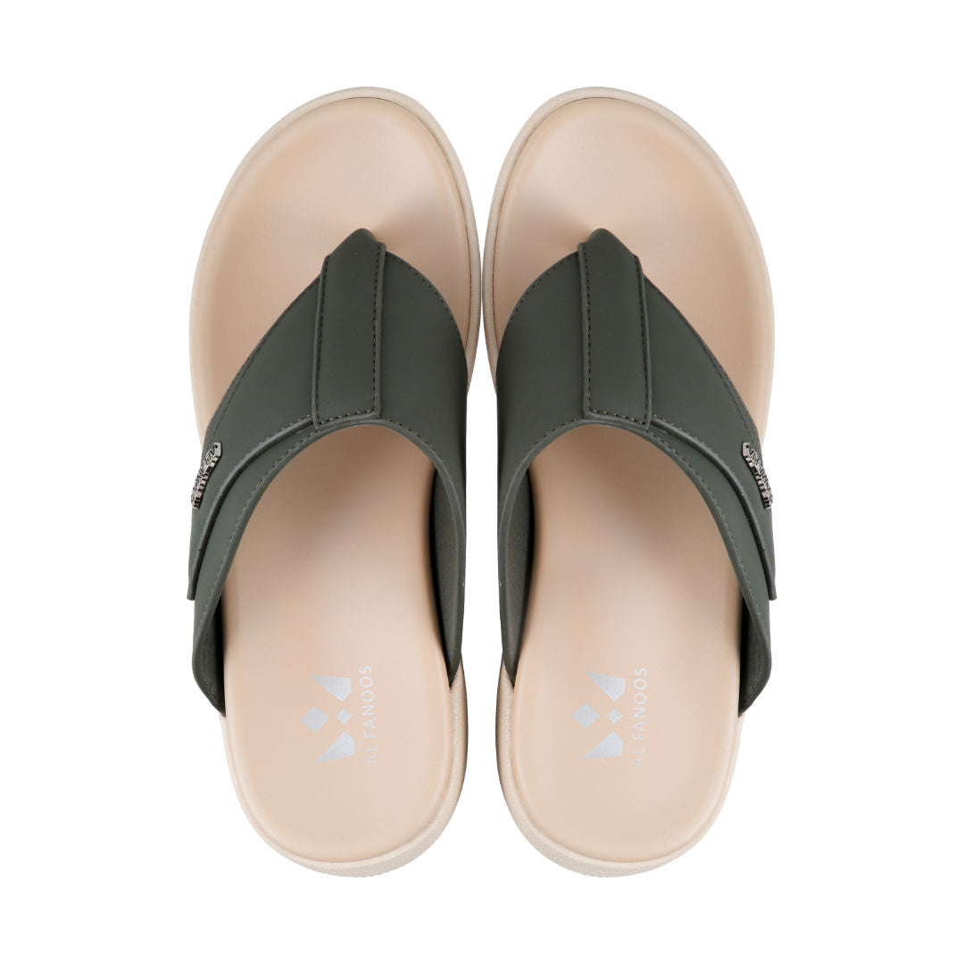 AL FANOOS Men's Medicated Sandals with Microfiber Upper, PU Foam Insole & EVA-TPR Sole, Olive, AFNMN0710108OLV
