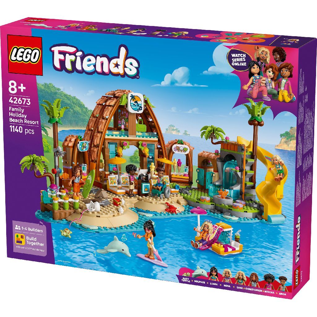 LEGO Friends Family Holiday Beach Resort Building Set for Ages 8+, 1,140 Pieces