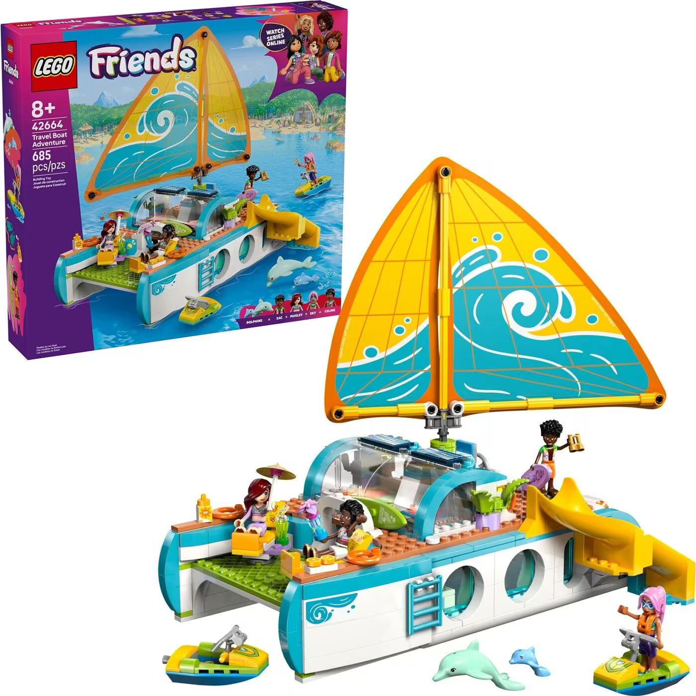 LEGO Friends Travel Boat Adventure Building Set for Ages 8+, 685 Pieces