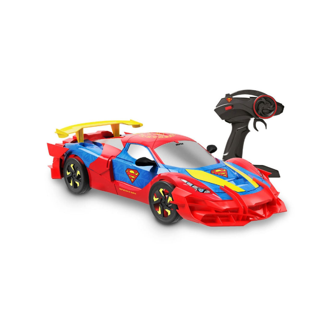 DC Superman Ultimate Metropolis City Armoured Racer RC Car, 1:10, Red/Blue, For Age 3+ Years