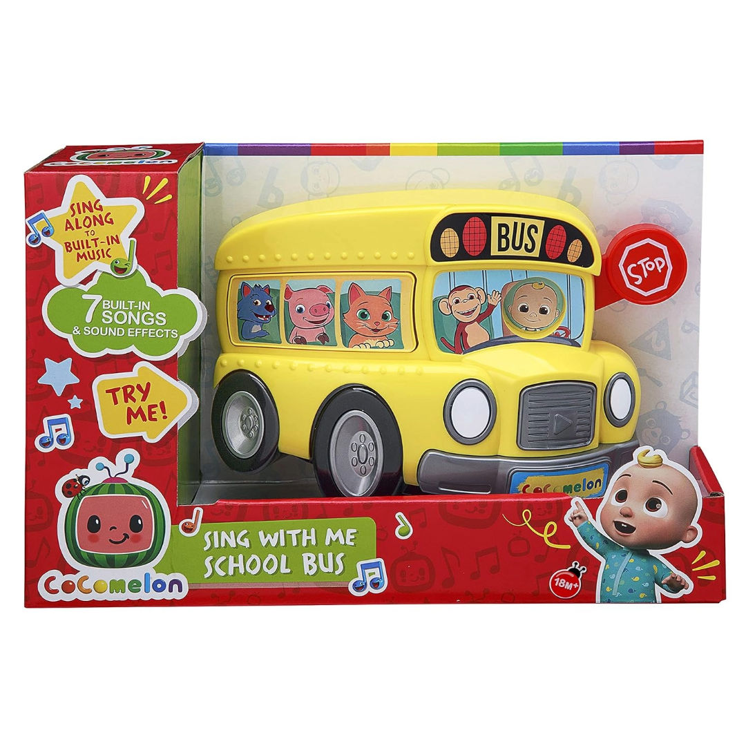 CoComelon Musical School Bus For Kids, Yellow Toy With Built-In Songs And Sound Effects, Flashing Lights