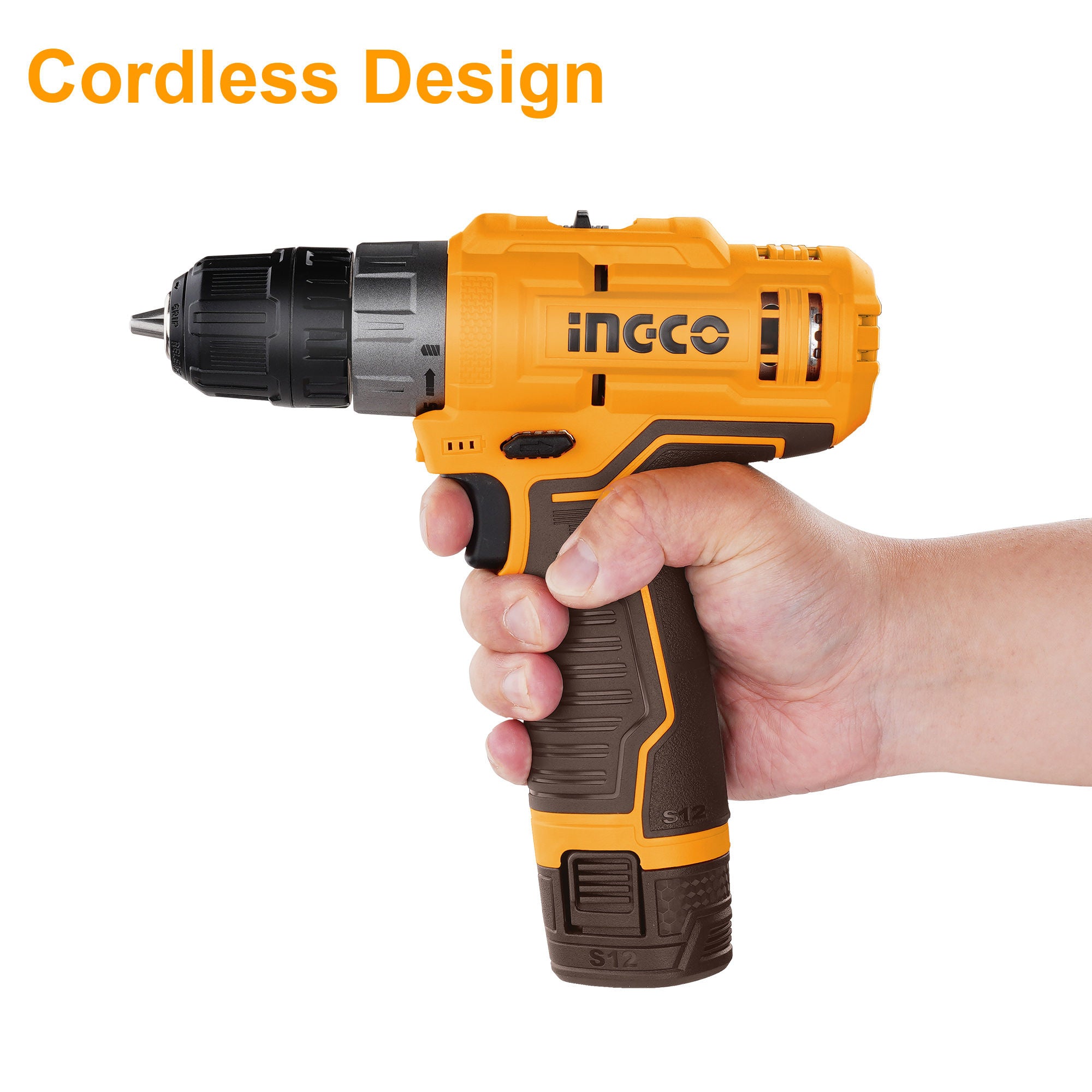 INGCO 12V Cordless Impact Drill Kit, 20Nm, 2-Speed with USB-C Batteries & Carry Case