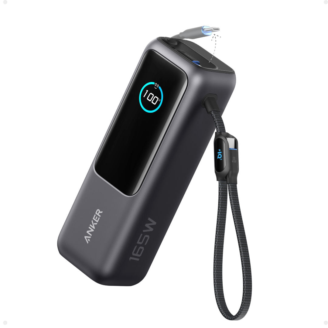 Anker Zolo 25,000mAh 165W Power Bank, Triple USB-C, Built-In Cables, Fast Charging, A1695H11