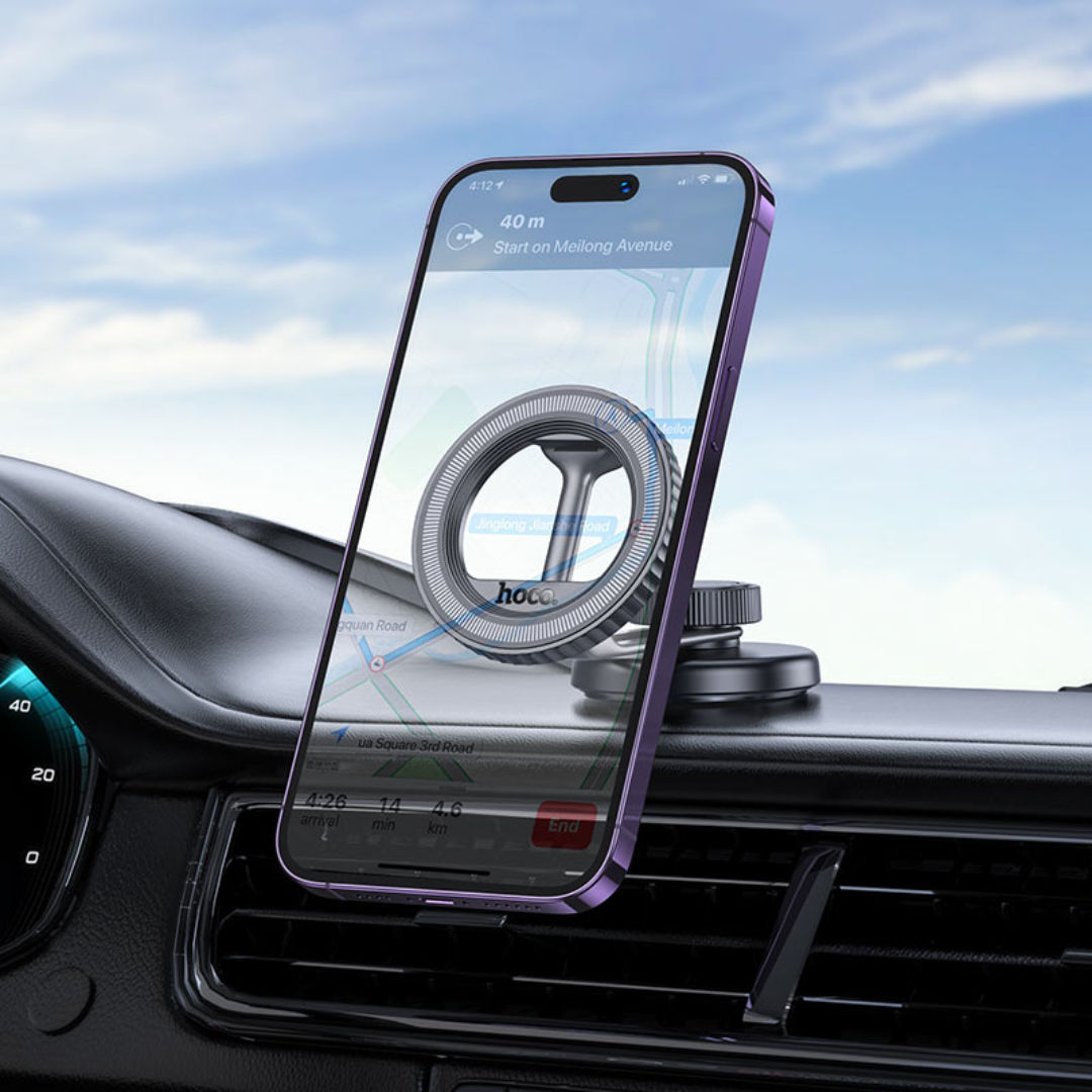 Hoco H77 View Folding Magnetic Ring Car Holder, Center Console