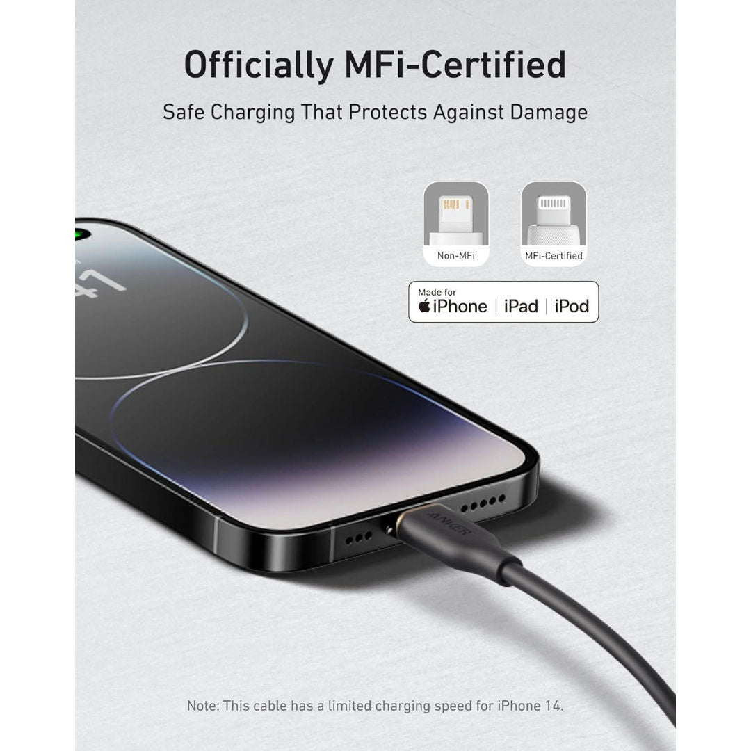 Anker PowerLine III Flow USB-A to Lightning Cable 6ft, Black, A85A1012