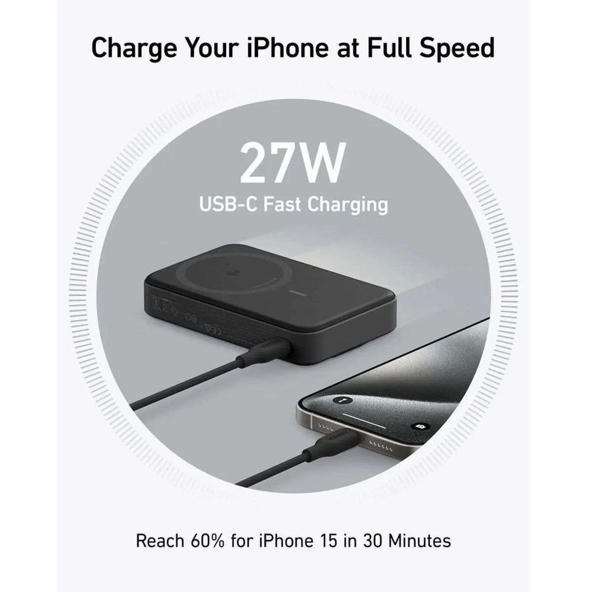 Anker MagGo 10,000mAh Qi2 Power Bank, 15W Wireless Fast Charging, Smart Display, Built-in Stand