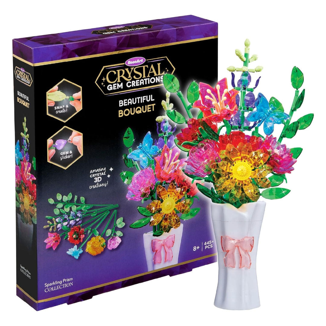 Cra-Z-Art Rose Art Crystal Gem Beautiful Bouquet Activity Kit, 445+ Pieces, Children Age 8+