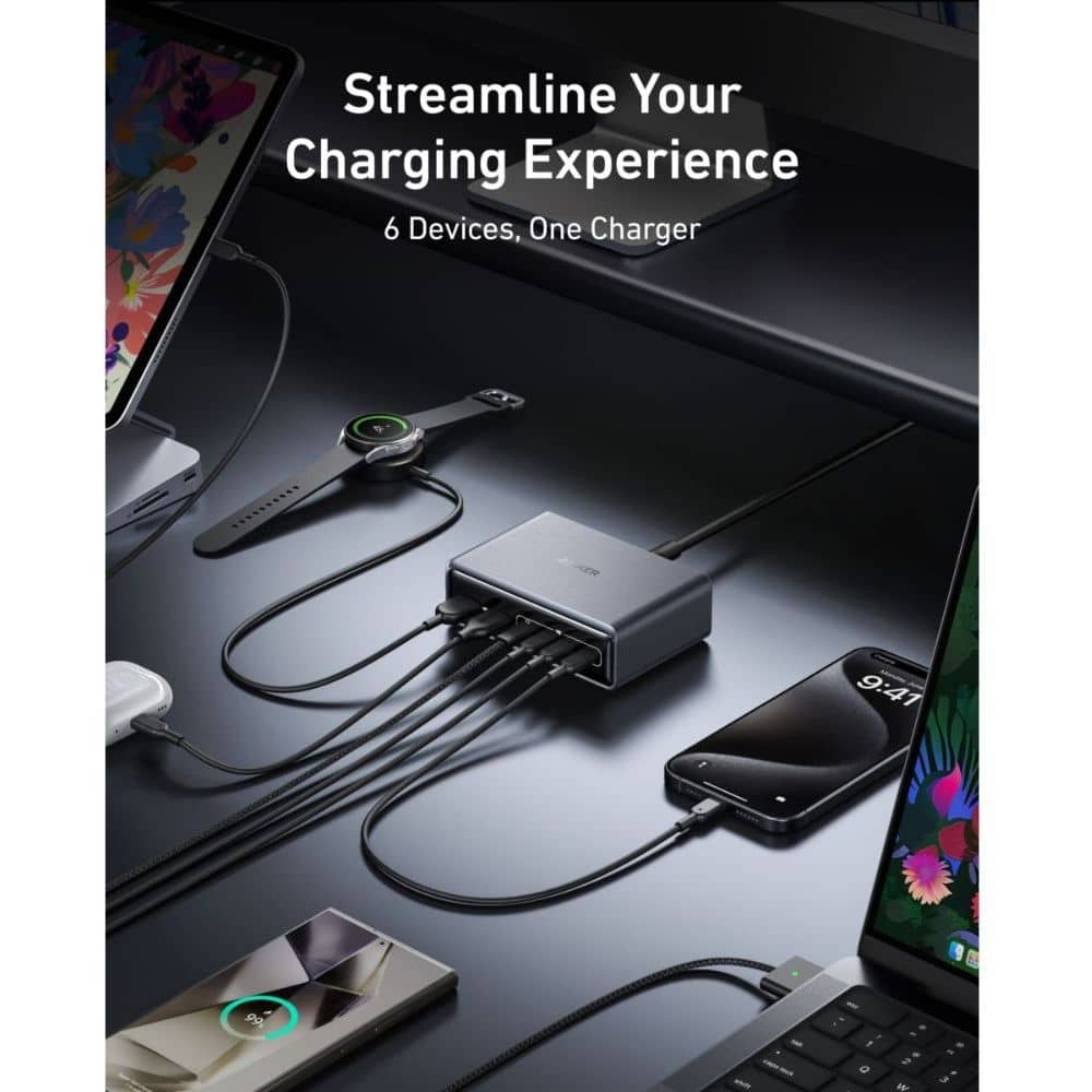 Anker Prime 200W 6-Port GaN Charger, Black
