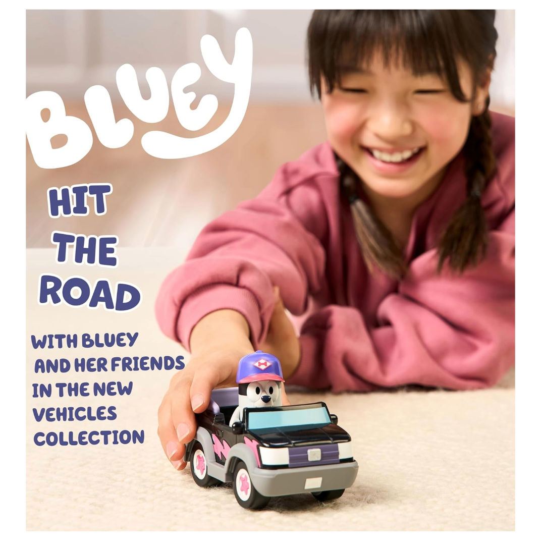 Bluey Pizza Girls Vehicle with Muffin Figure (6cm), 3+ years