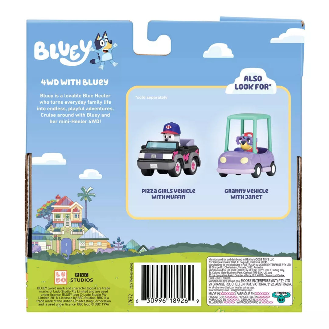 Bluey Series 13 Mini 4WD Vehicle with Bluey Figure Playset (7.6cm), 3+ years