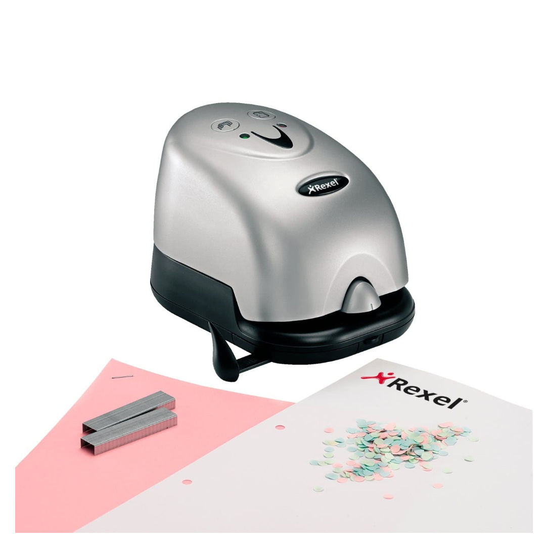Rexel Polaris 1420, Electric Stapler & Punch, Silver/Black