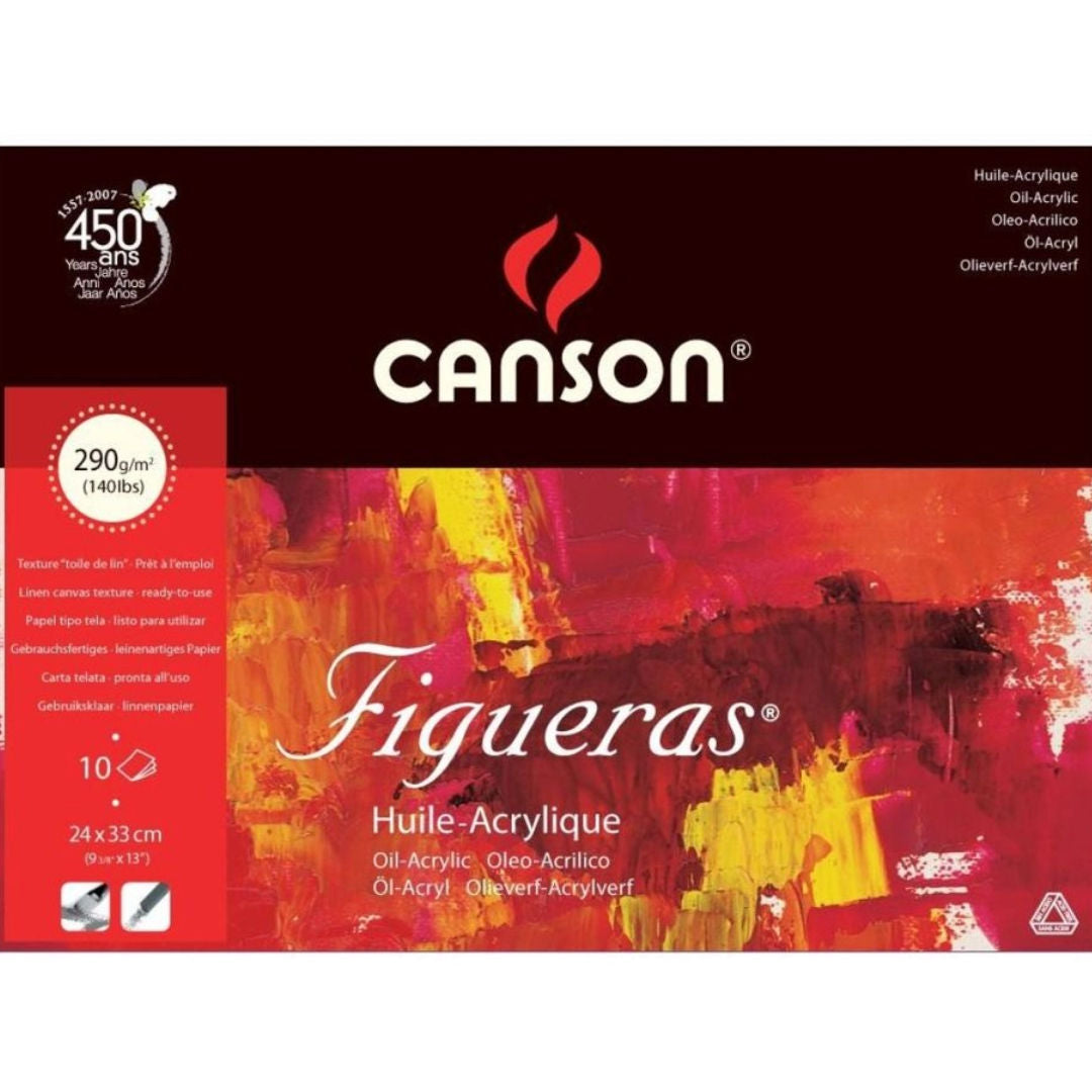 Canson Figueras Oil Paper, Canvas Grain 290 GSM, 24X33cm, Pad Of 10 Sheets, 0857221