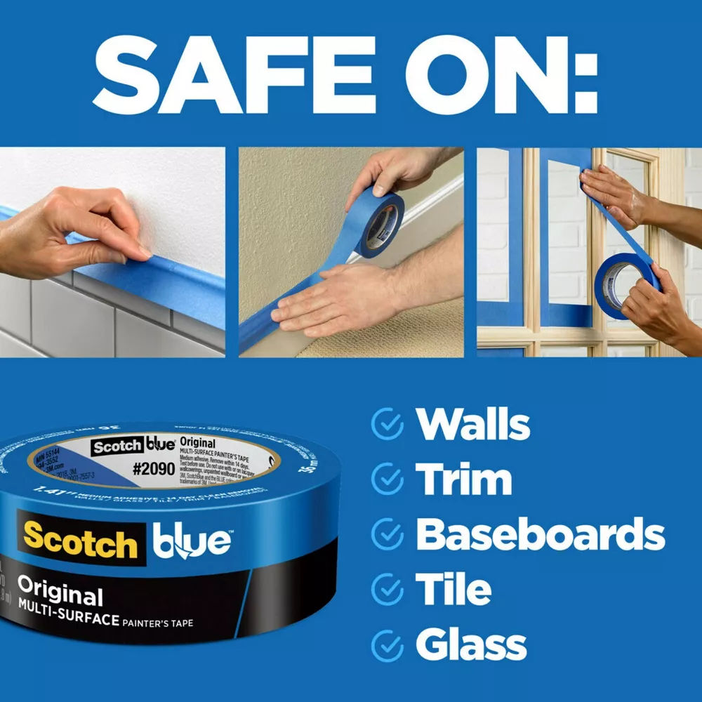 ScotchBlue™ Original Painter's Tape 2090-48NC, 48 mm x 54.8 m, Multi-Surface Paint Masking Tape with 14-Day Clean Removal
