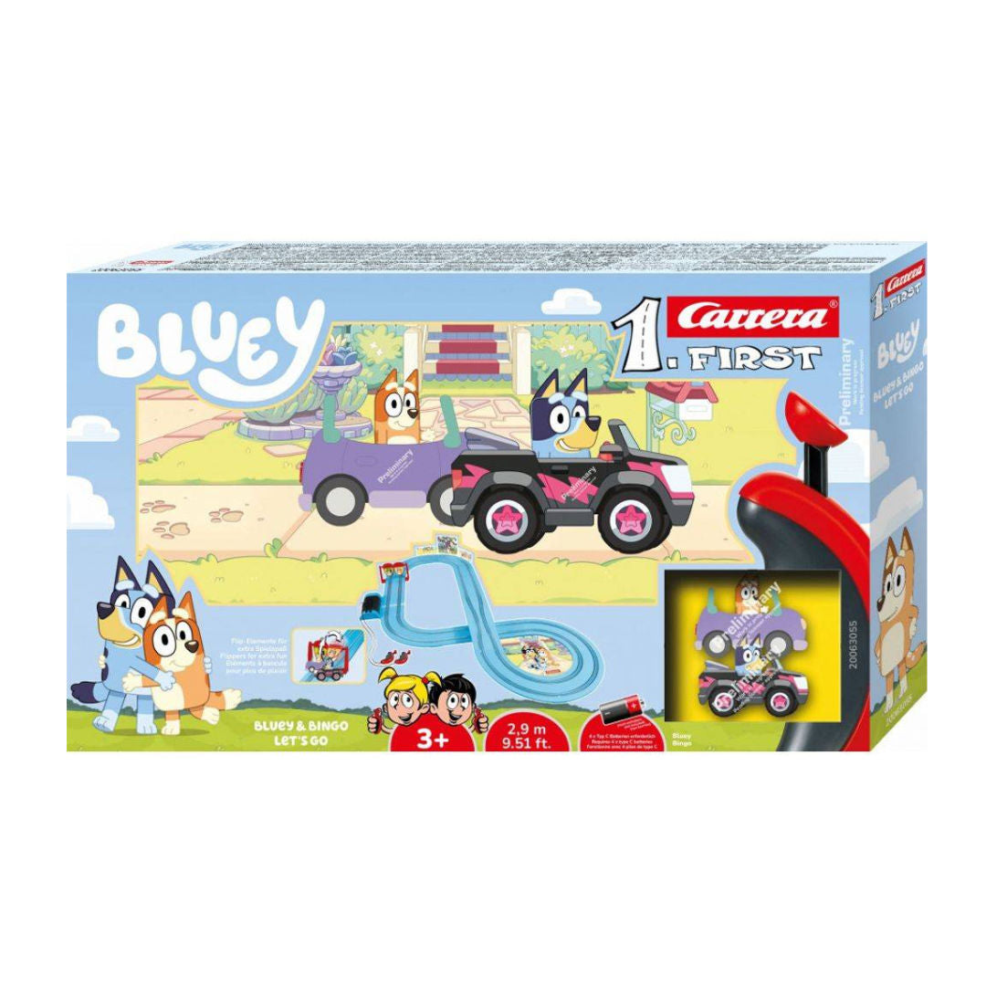 Carrera FIRST Bluey Bluey & Bingo Lets Go Slot Car Race Track Set, 3+ years
