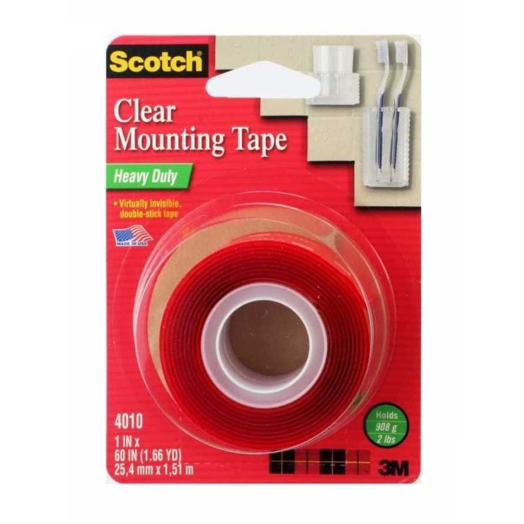 3M Scotch Clear Mounting Double-Sided Heavy Tape, 1 Inch x 60 Inch