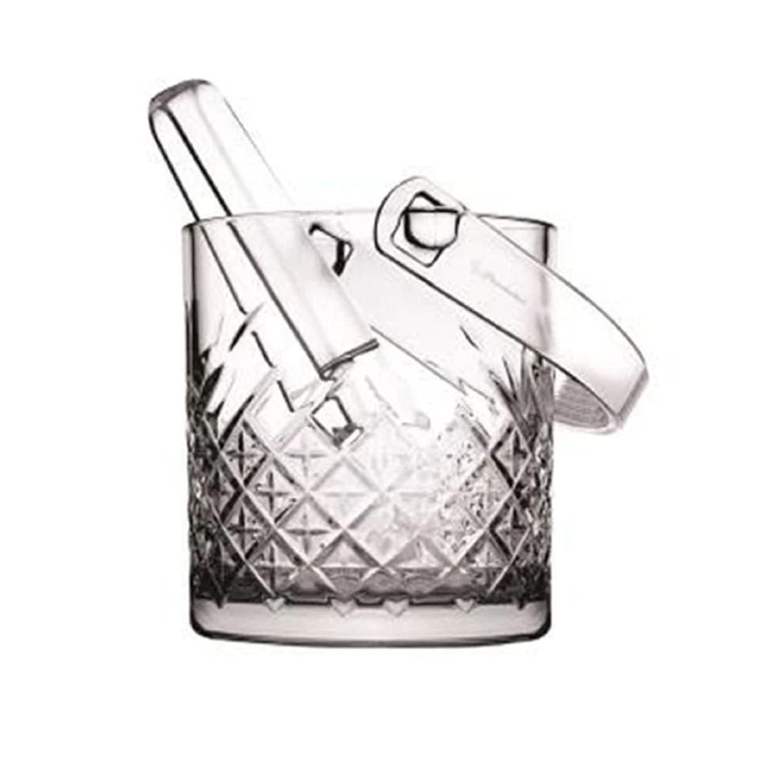 Pasabahce Timeless Ice Bucket With Tongs, 1 Litre
