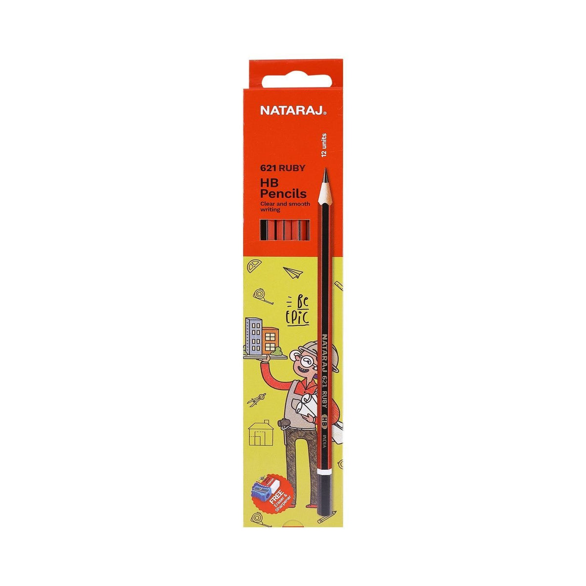 Nataraj 621 Ruby Writing HB Pencils, 12 Piece Pack