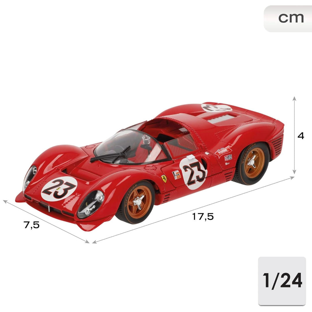 Bburago Racing Ferrari 330 P4 Daytona Die-cast Metal Kit (1:24, 43 Parts, Red), 14+ years