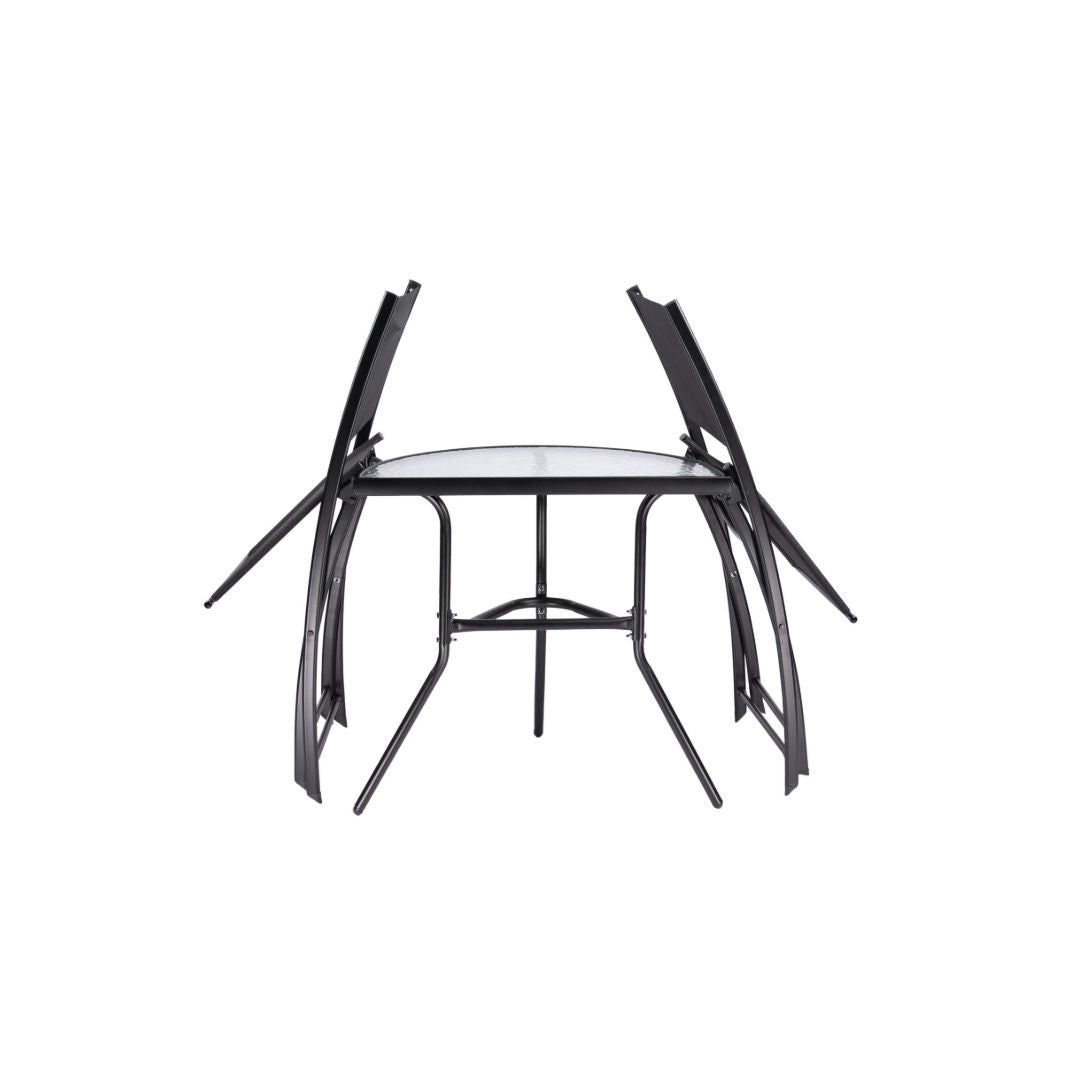 TNC Outdoor Furniture Set - 2 Folding Chairs & Semi‑Circular Table, TC‑22017