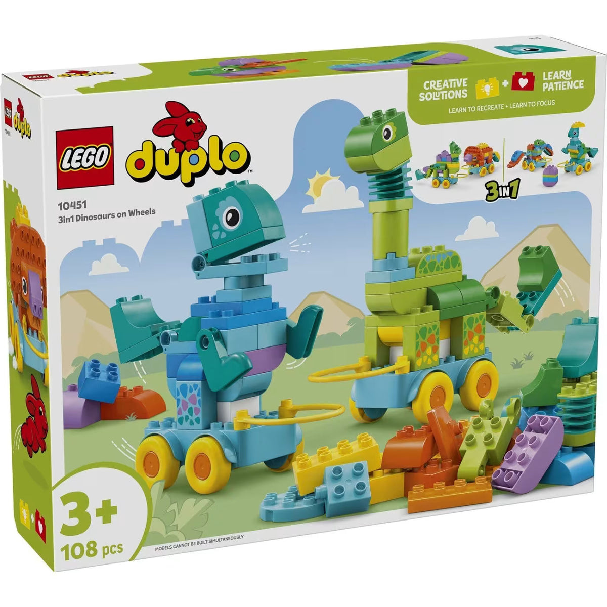 LEGO DUPLO Town 3 in 1 Dinosaurs Building Set for Ages 3+, 108 Pieces