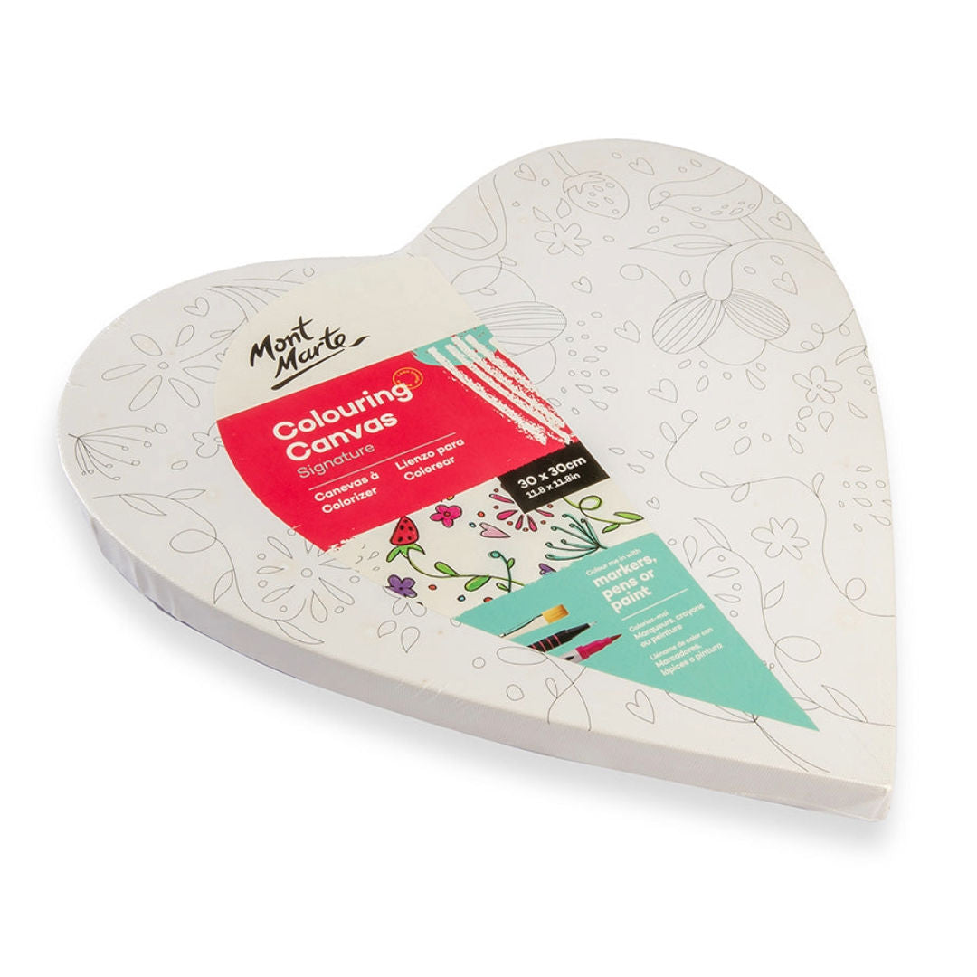 Mont Marte Colouring Canvas Heart Signature Board, 30X30cm, CAHT0030