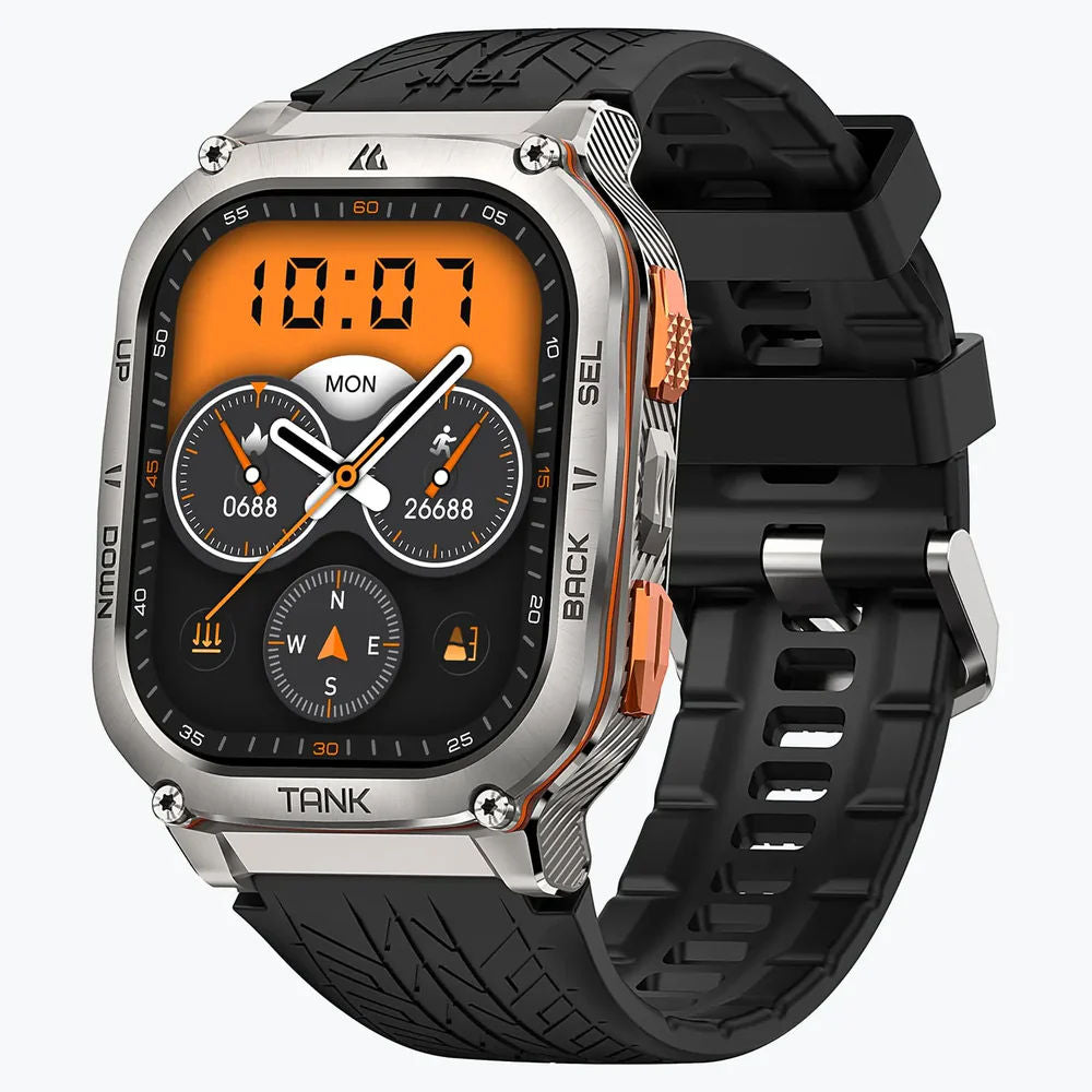 KOSPET Tank M3 Ultra 2 GPS Smartwatch with 1.96” AMOLED Display, Bluetooth Calling, Military Grade & 5ATM Waterproof