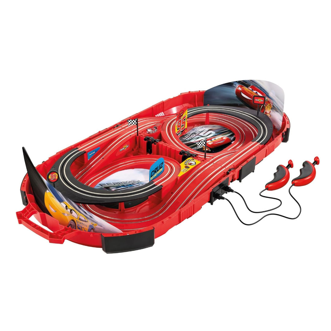 Carrera Speed Arena Disney Pixar Cars Race In A Case Lightning McQueen vs Cruz Ramirez Slot Car Racing Set 1:64, Red/Yellow, 3+ years