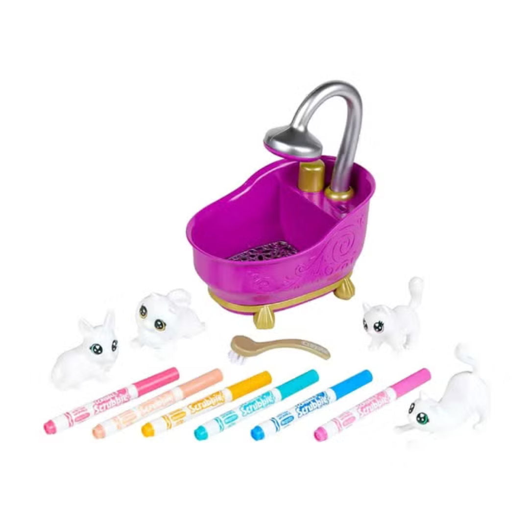 Crayola SCRIBBLE Scrubbie, Pets Tub Playset & 6 Washable Markers