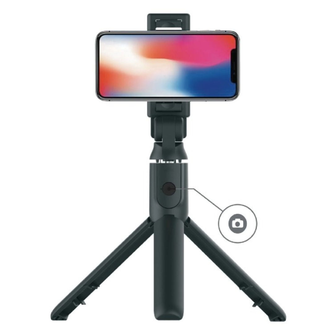 Porodo Bluetooth Selfie Stick with Tripod Stand & Remote Shutter 1m Extension, PD-UBTSV3-BK, Black