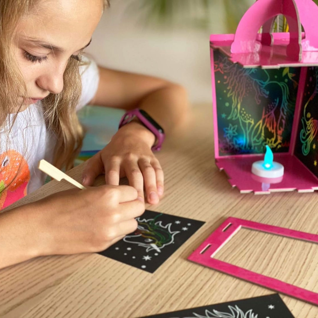 Box CanDIY Totally Twilight Unicorn Lantern Scratch Art Set, 6+ years