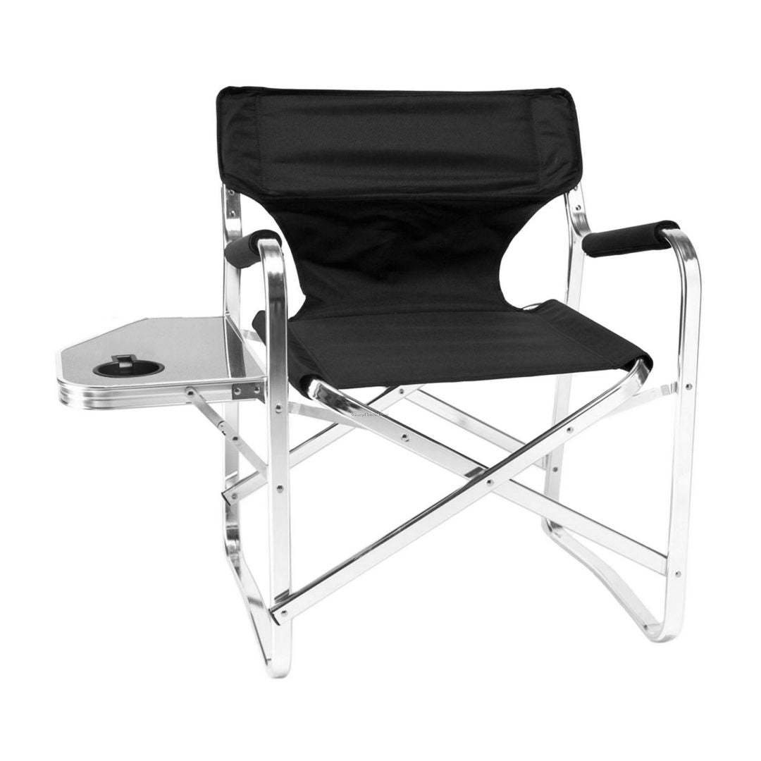 Camp Master Director’s Chair With Side Table, Black, Seat: 61x50x48cm, 80cm Side Table