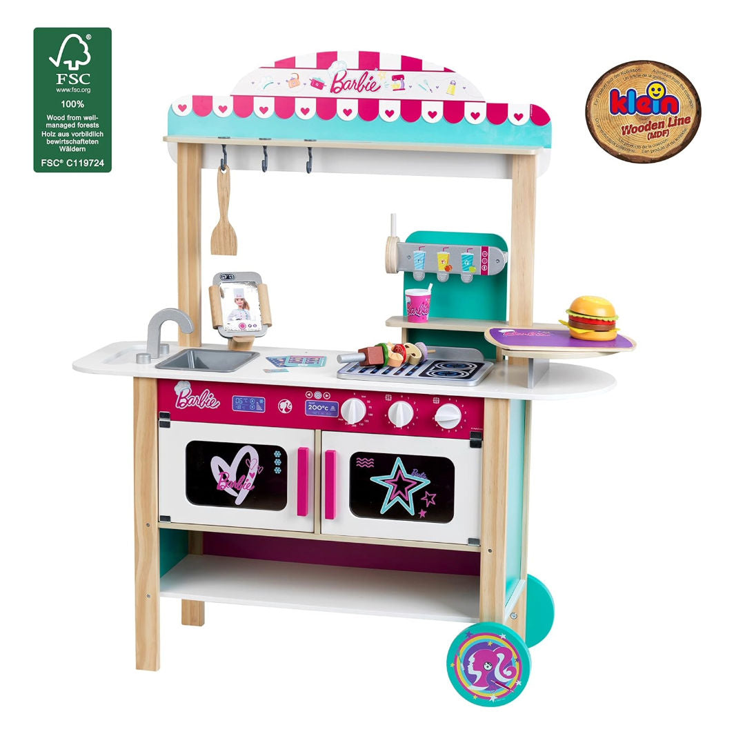 Barbie Restaurant Bistro Wooden Kitchen Playset, MDF, 94x32x106cm, 3+ Years