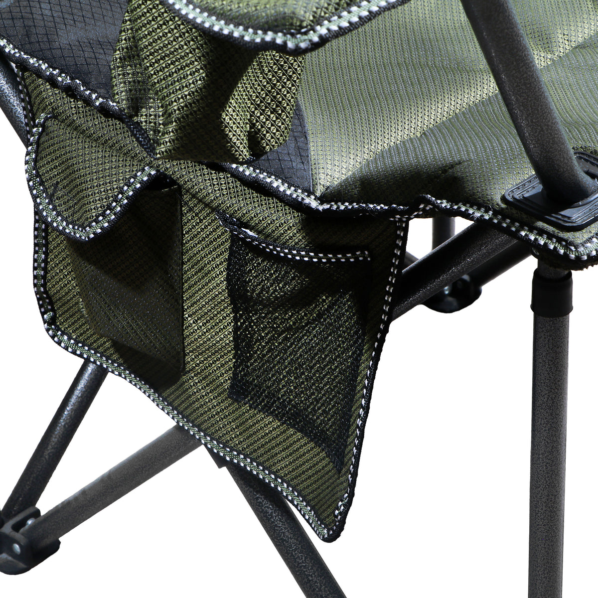 Extra-Large Heavy-Duty Folding Camping Chair with Armrest Cooler Pouch & Side Storage