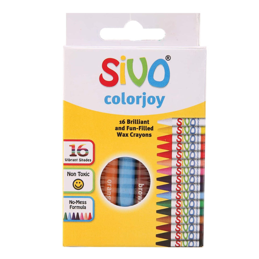Sivo Colorjoy Round Wax Crayons, 90mm, 16 pieces