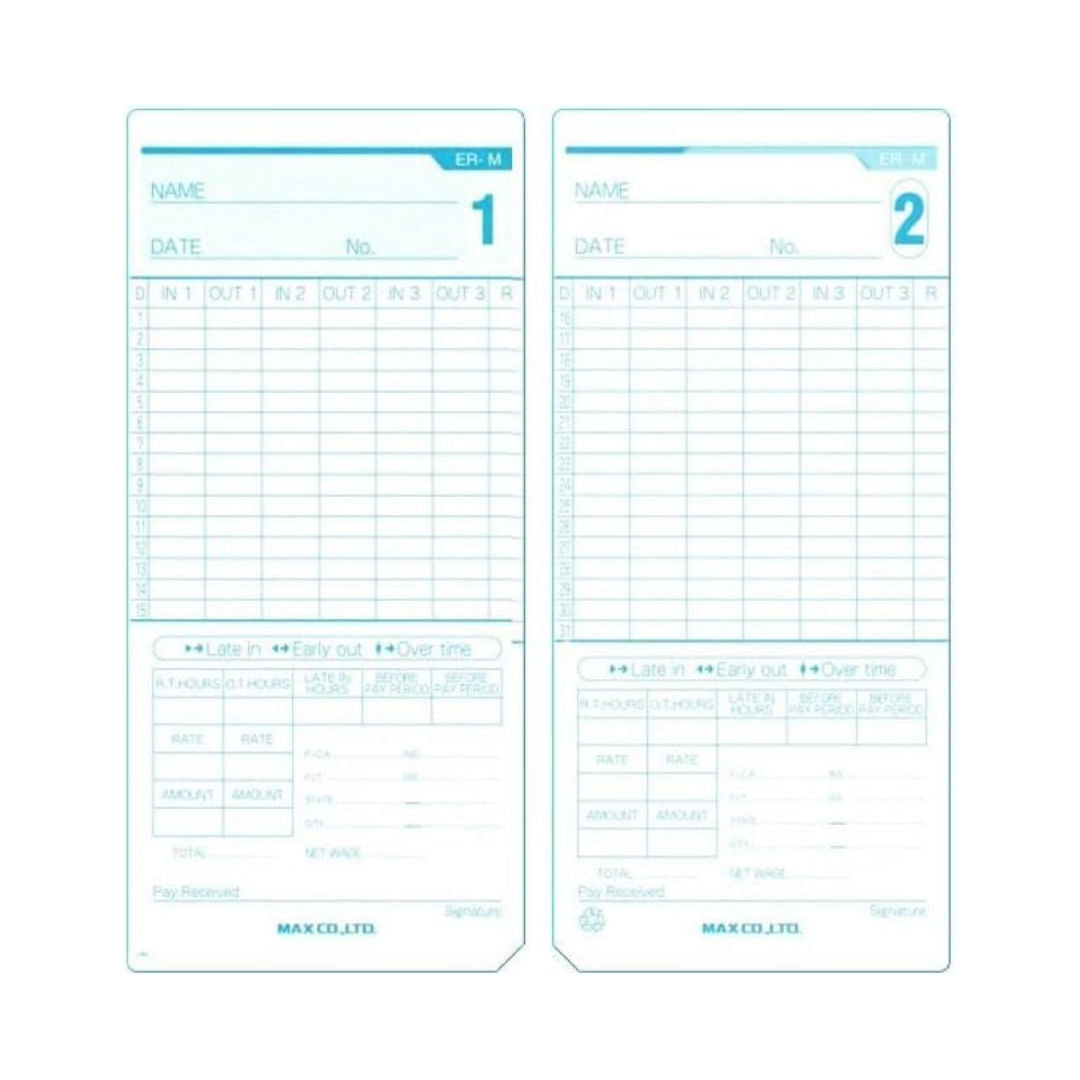 Max 100 Pieces Er-M Time Card