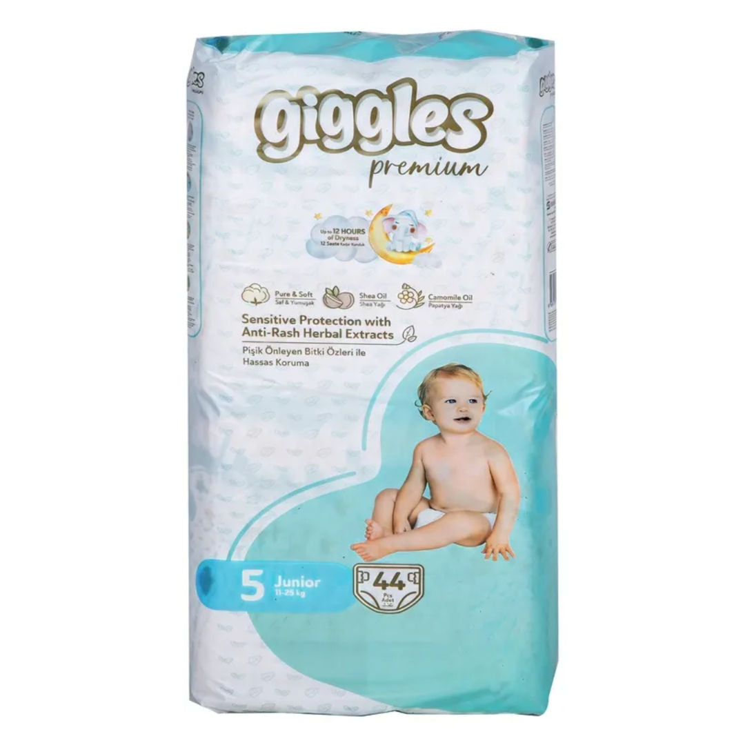 Giggles Premium Junior Baby Diapers, Size 5, 11 to 25 kg, Pack of  44