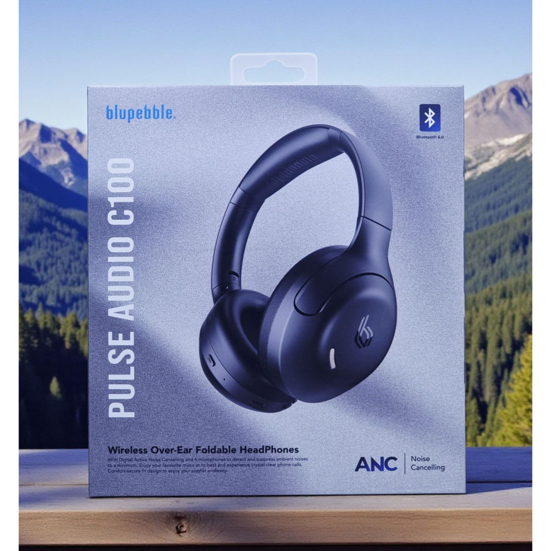Blupebble C100 Over-Ear Foldable Digital Hybrid ANC Headphones, Wireless Bluetooth, Black