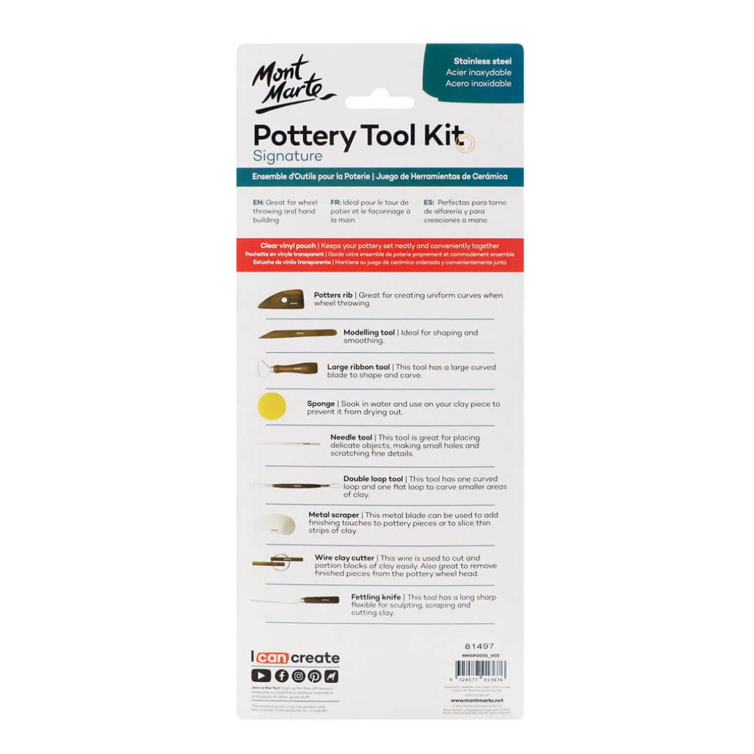 Mont Marte Pottery Tool Kit, 10 Pieces, MMSP0001