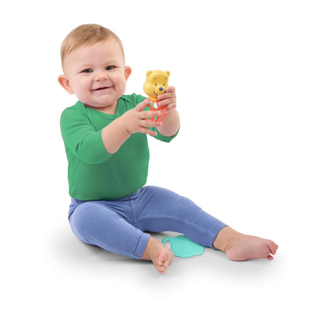 Bright Starts Disney Baby Winnie the Pooh Hunny & Shake Rattle & Teether Toy (Pack of 2), 0M+