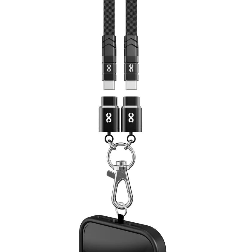 Infinyty 2-in-1 Lanyard USB-C to USB-C Braided Cable 60W, 1m
