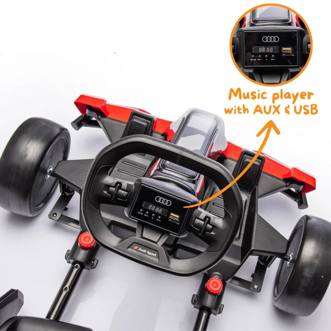 Audi Sport Drifting Ride-On Go Kart, 24V, Red, For Ages 4+ Years to 12+ Years