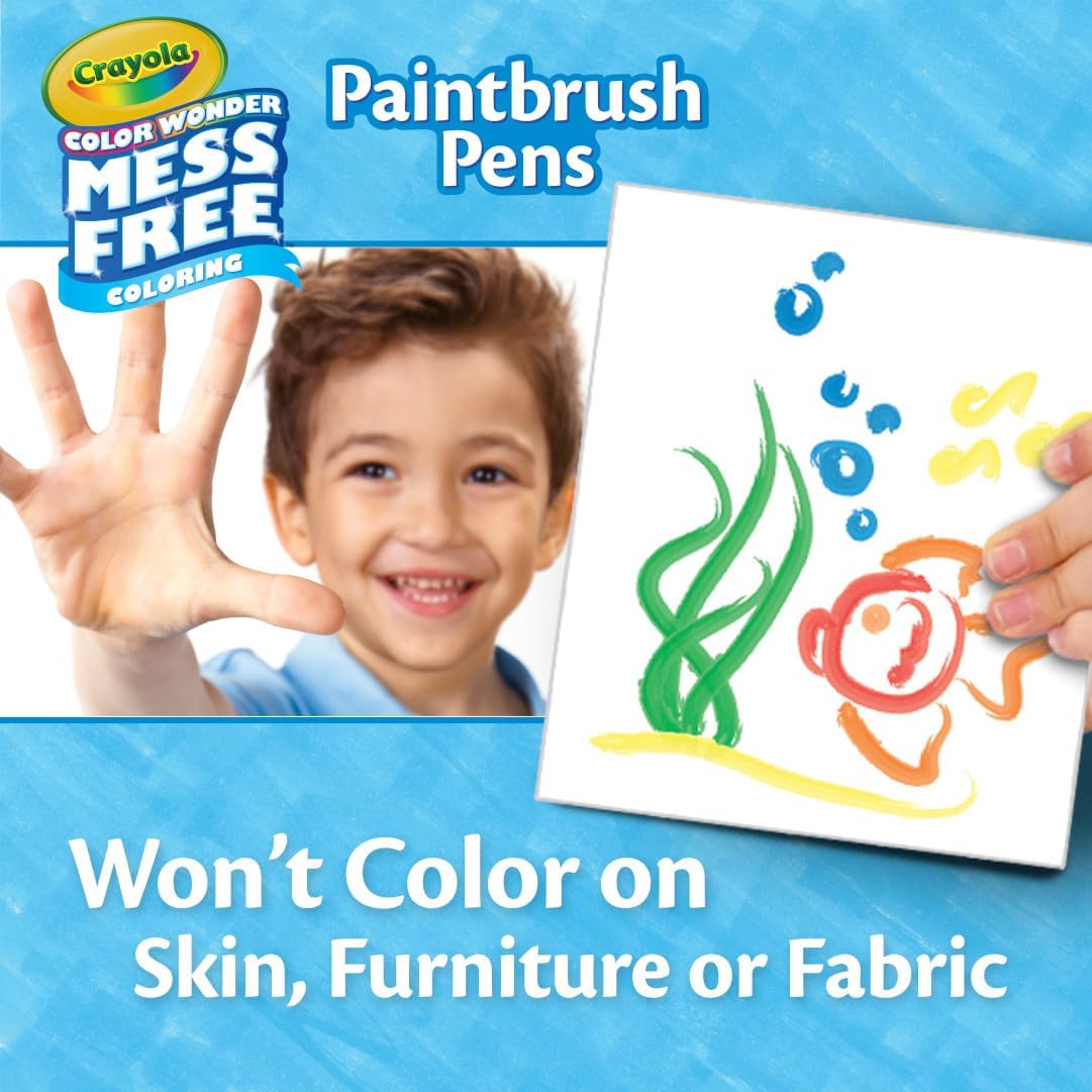 Crayola COLOR WONDER MESS FREE COLORING Paintbrush Pens Set, 8 Pieces