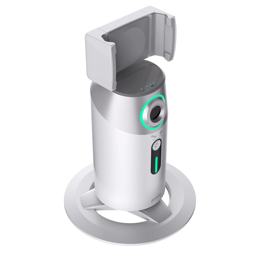 Porodo Gimbal with AI Face Tracking, Gesture Recognition & Remote Controller, PD-GAIFTGR-WH, White