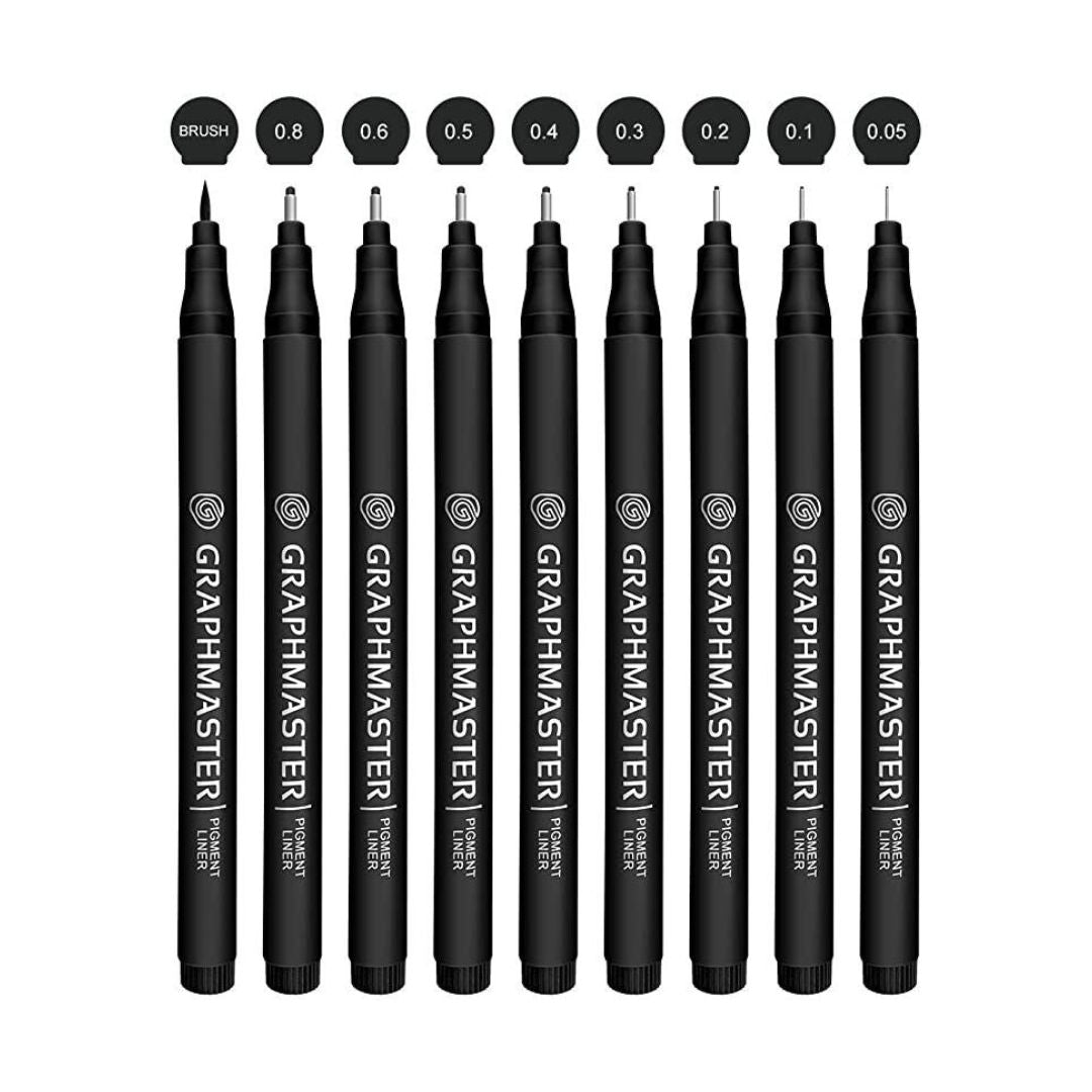 RSC 9 Pieces Pigment Liner Pen Set